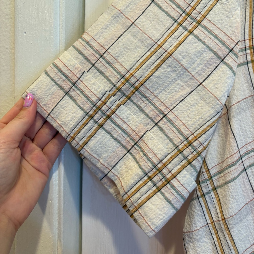 Veronica Beard Cream and Brown Checkered Mini Dress - Picture 8 of 10